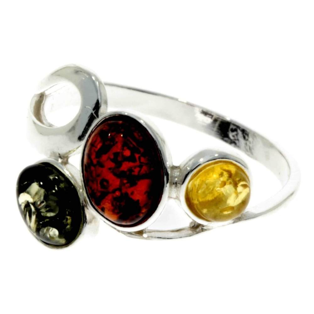 925 Sterling Silver & Baltic Amber Modern Ring - M719