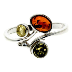 925 Sterling Silver & Baltic Amber Modern Ring - M720