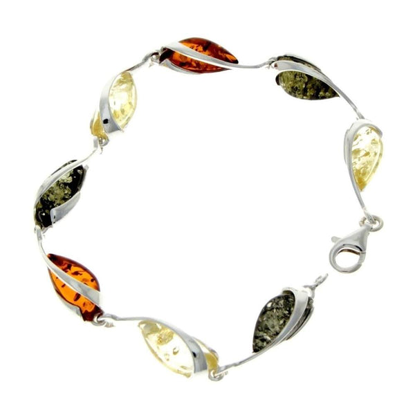 Bello Design Argento Regolabile Braccialetto Con Ovale Ambra Baltica