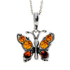 925 Sterling Silver & Baltic Amber Butterfly Pendant - 362