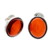 925 Sterling Silver & Baltic Amber Large Oval Classic Studs Earrings - M645