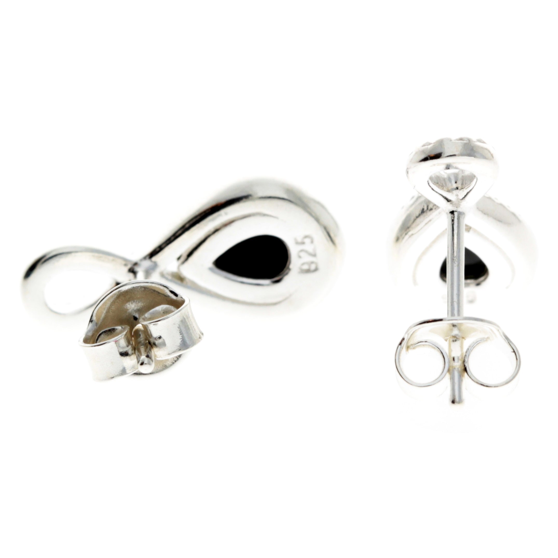 925 Sterling Silver & Baltic Amber Infinity Studs Earrings - GL164