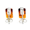 925 Sterling Silver & Baltic Amber Modern Studs Earrings - GL036