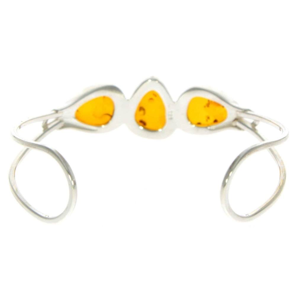 Beautiful Designer Silver Bangle with 3 Baltic Amber Cabochons - GL526