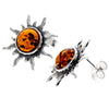 Load image into Gallery viewer, 925 Sterling Silver &amp; Baltic Amber Sun Stud Earrings 8222
