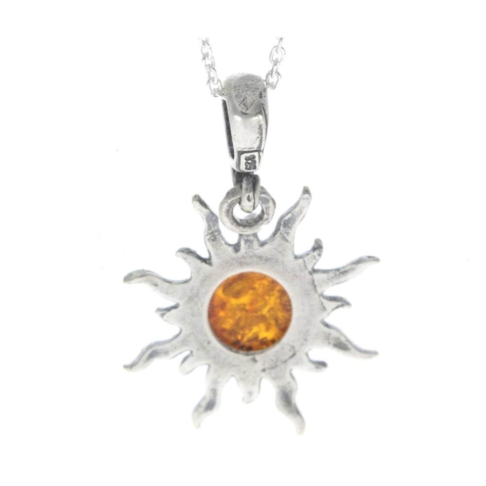 925 Sterling Silver Sun Pendant with Baltic Amber - 1764