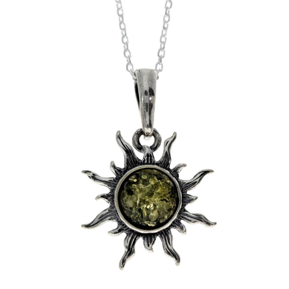 925 Sterling Silver Sun Pendant with Baltic Amber - 1764