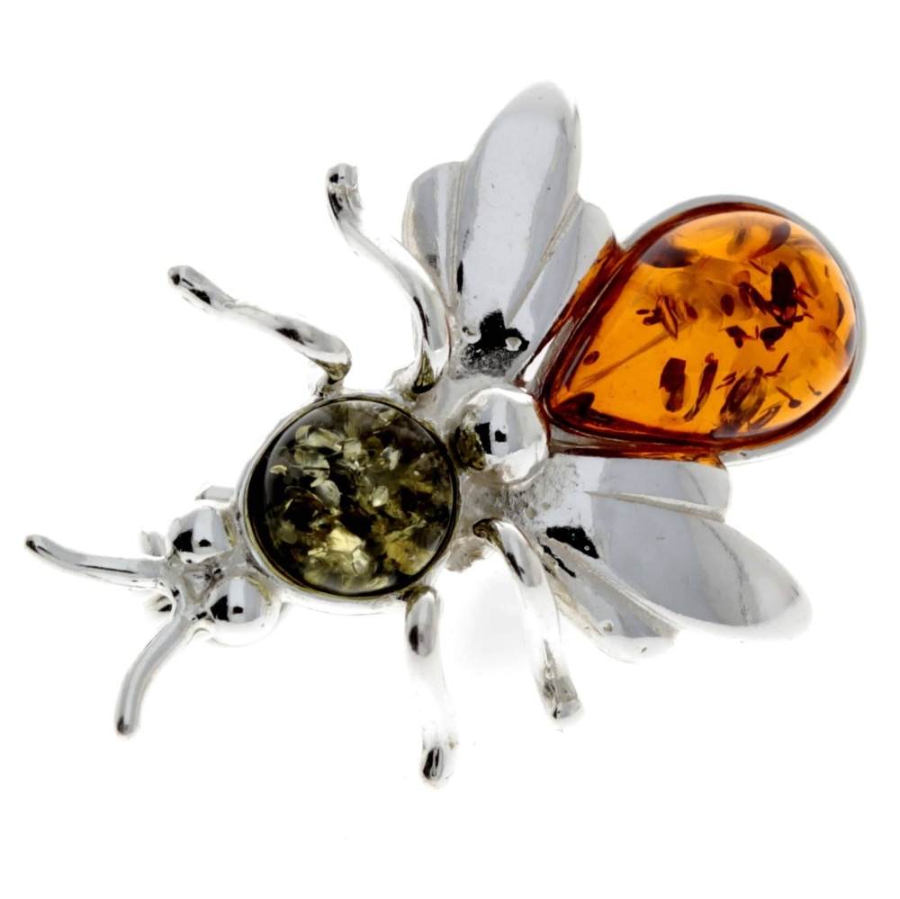 925 Sterling Silver & Baltic Amber Fly Brooch - M801