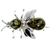 925 Sterling Silver & Baltic Amber Fly Brooch - M801