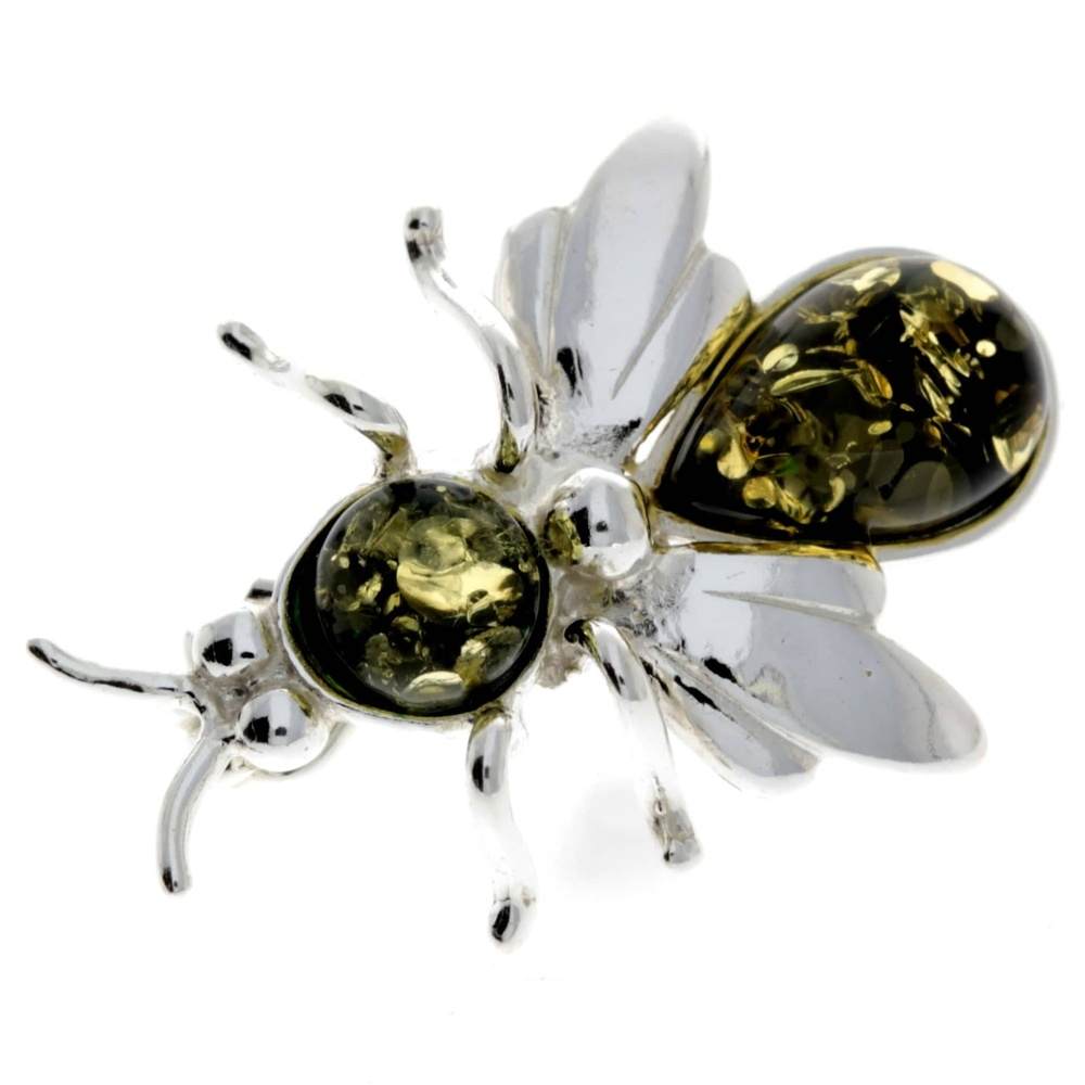 925 Sterling Silver & Baltic Amber Fly Brooch - M801