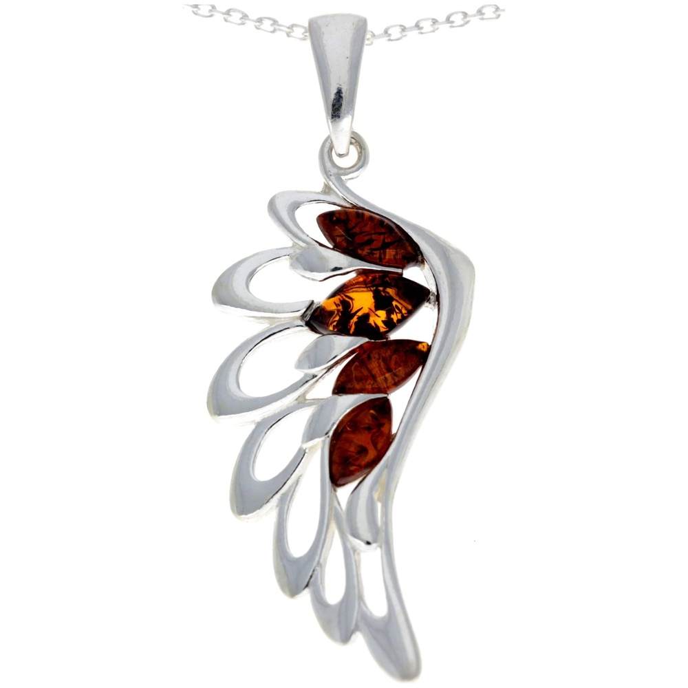 925 Sterling Silver Lucky Angel Wing with Baltic Amber - GL367