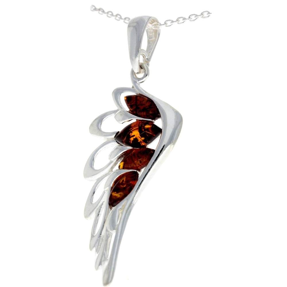 925 Sterling Silver Lucky Angel Wing with Baltic Amber - GL367