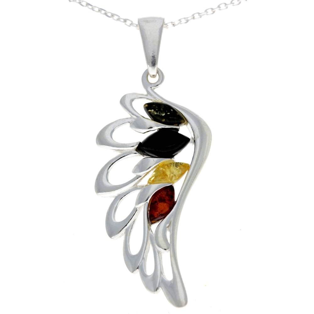 925 Sterling Silver Lucky Angel Wing with Baltic Amber - GL367