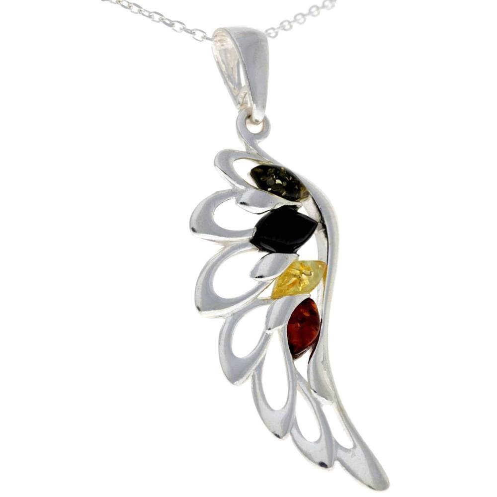 925 Sterling Silver Lucky Angel Wing with Baltic Amber - GL367