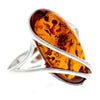 925 Sterling Silver & Genuine Baltic Amber Adjustable Ring GL423A