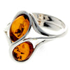 925 Sterling Silver & Genuine Baltic Amber Modern Ring - GL405