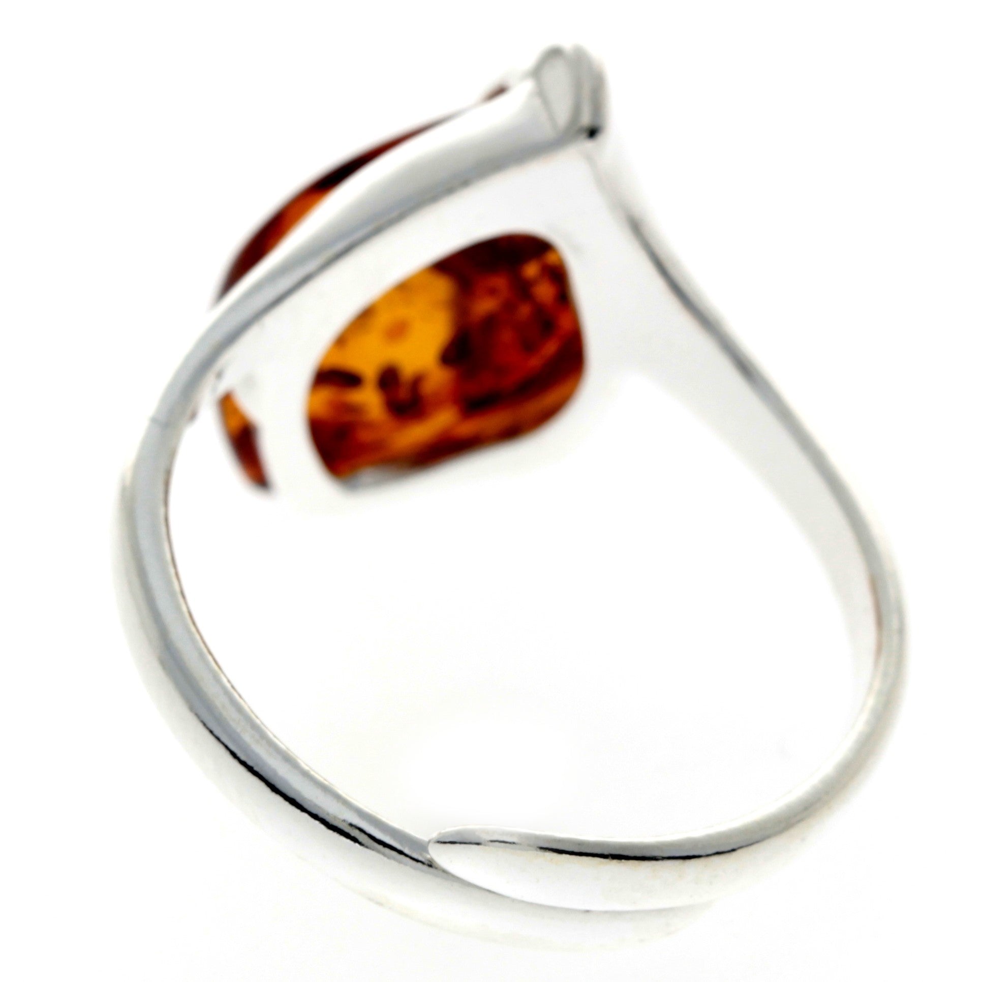 925 Sterling Silver & Baltic Amber Modern Adjustable Ring - GL469