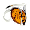 925 Sterling Silver & Baltic Amber Modern Adjustable Ring - GL477