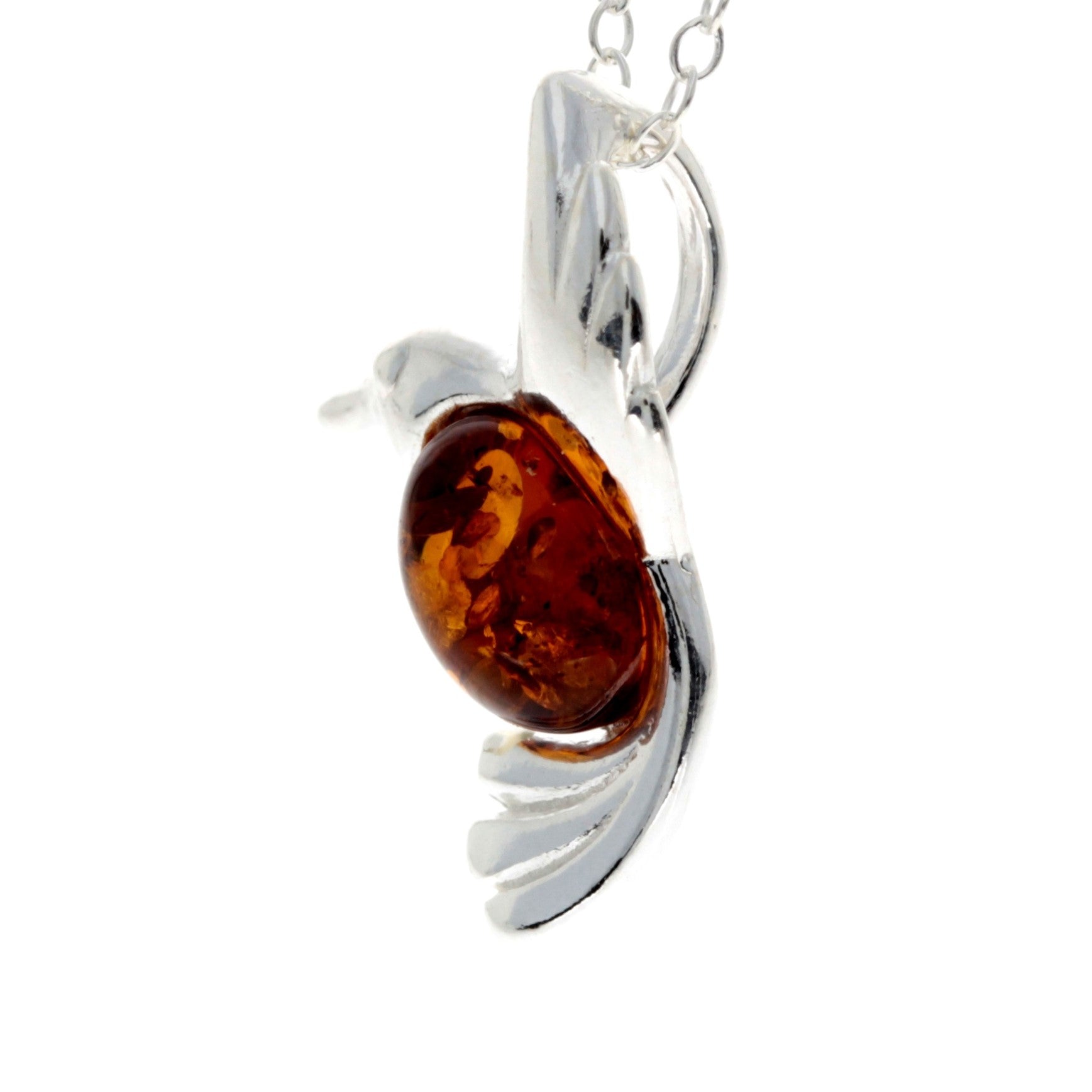 925 Sterling Silver & Baltic Amber Bird Pendant - GL399
