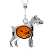 925 Sterling Silver & Baltic Amber Terrier Dog Pendant - M2006