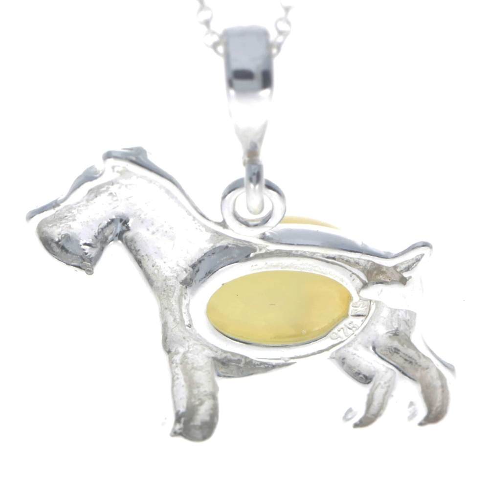 925 Sterling Silver & Baltic Amber Terrier Dog Pendant - M2006