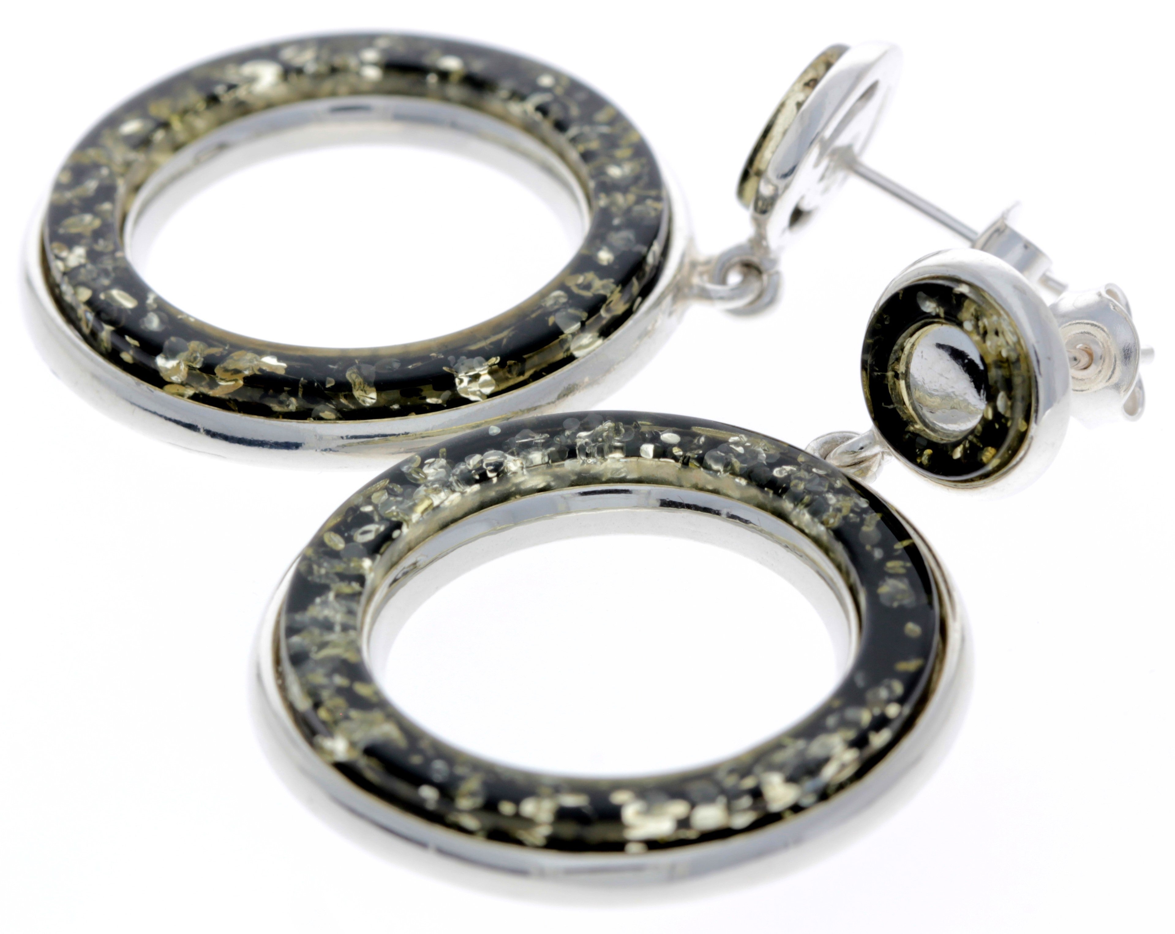 925 Sterling Silver & Baltic Amber Modern Drop Earrings - AC020