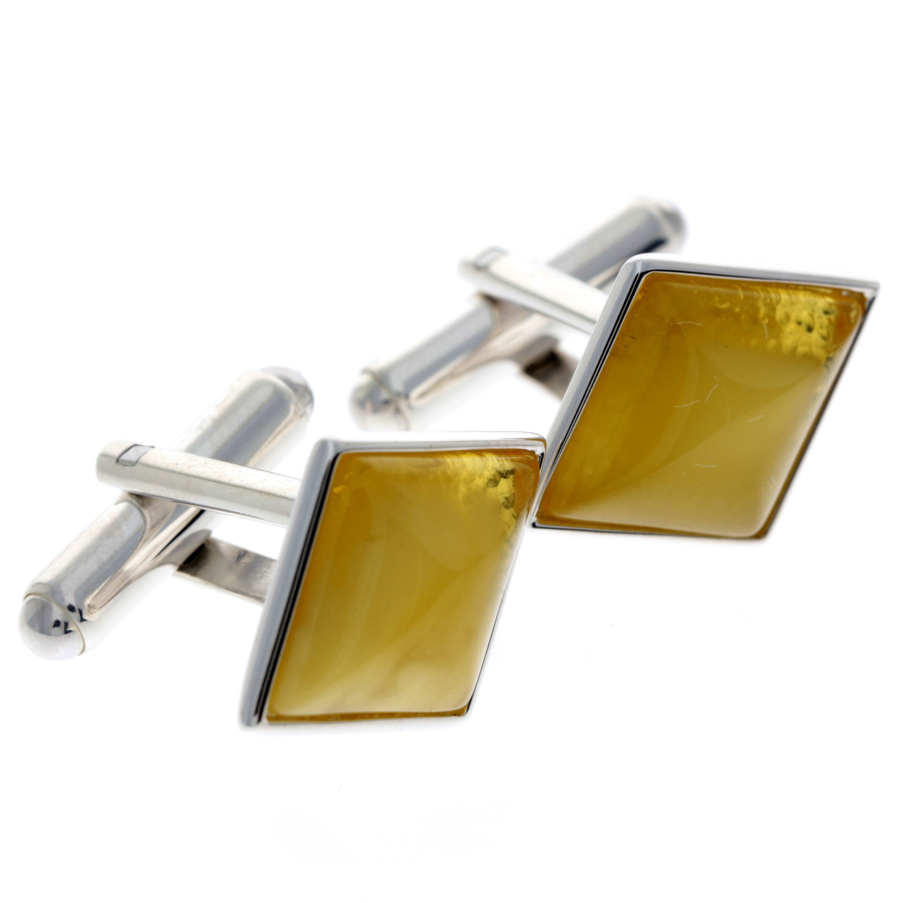 925 Sterling Silver & Baltic Amber Classic Cufflinks - AAC007