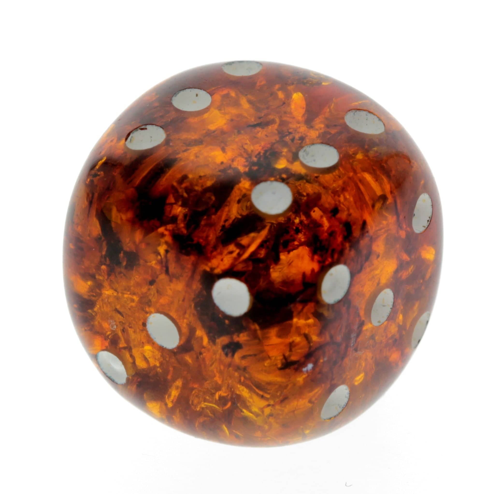 Genuine Baltic Amber Handmade Carving - Cube Dice with rounded corners - Ideal Men Gift