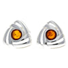 925 Sterling Silver & Baltic Amber Triangle Modern Earrings - GL032