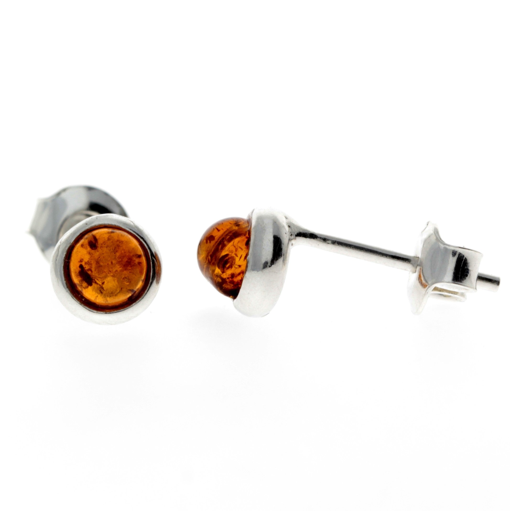 925 Sterling Silver & Baltic Amber Studs Earrings - K088