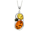 925 Sterling Silver & Baltic Amber 3 Stone Modern Pendant - M370