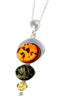 Load image into Gallery viewer, 925 Sterling Silver &amp; Baltic Amber 3 Stone Modern Pendant - M371
