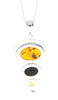 Load image into Gallery viewer, 925 Sterling Silver &amp; Baltic Amber 3 Stone Modern Pendant - M371
