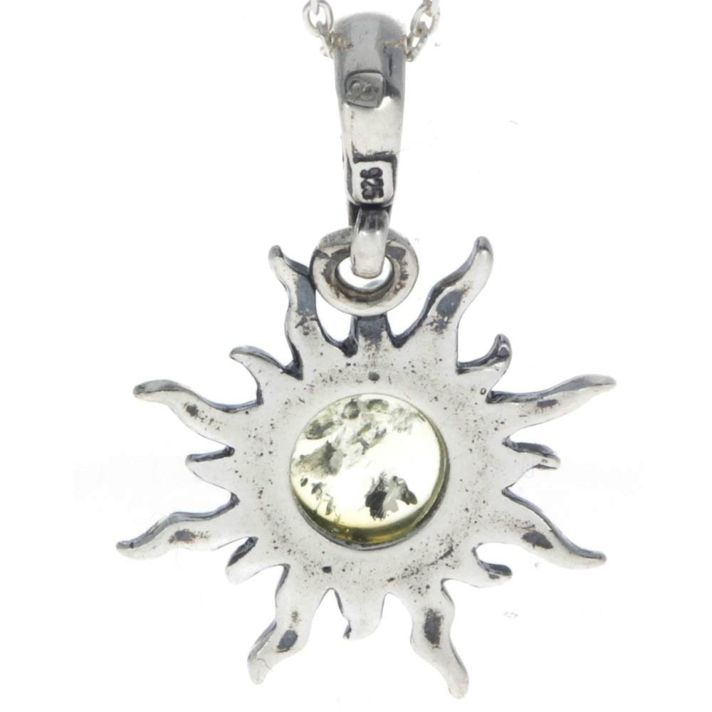 925 Sterling Silver Sun Pendant with Baltic Amber - 1764