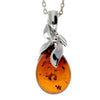 925 Sterling Silver & Baltic Amber Teardrop Classic Pendant - 1637