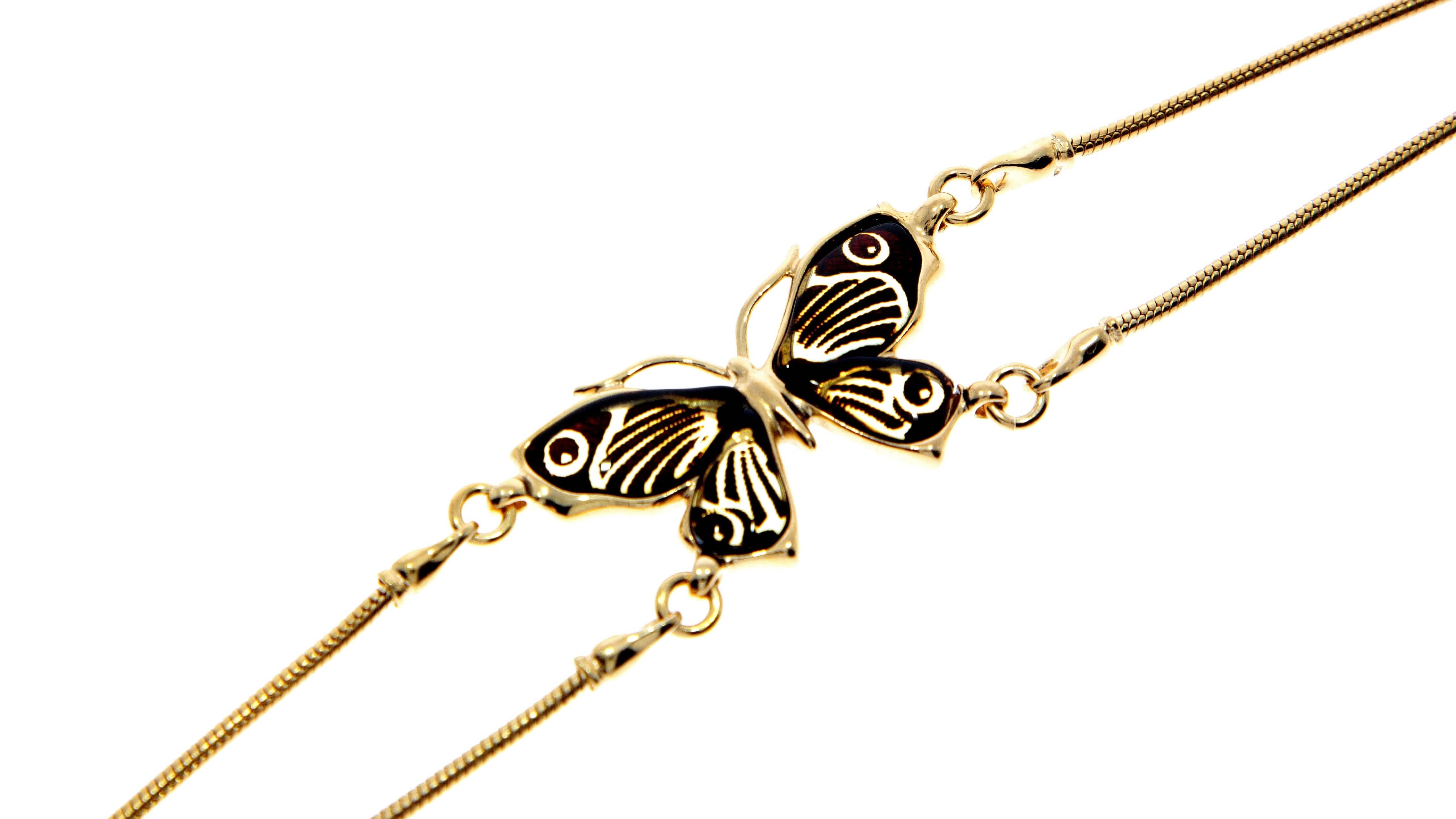 925 Sterling Silver Gold Plated & Baltic Amber Butterfly Bracelet - AG501E