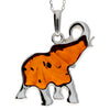 925 Sterling Silver & Baltic Amber Lucky Elephant Pendant - AD215