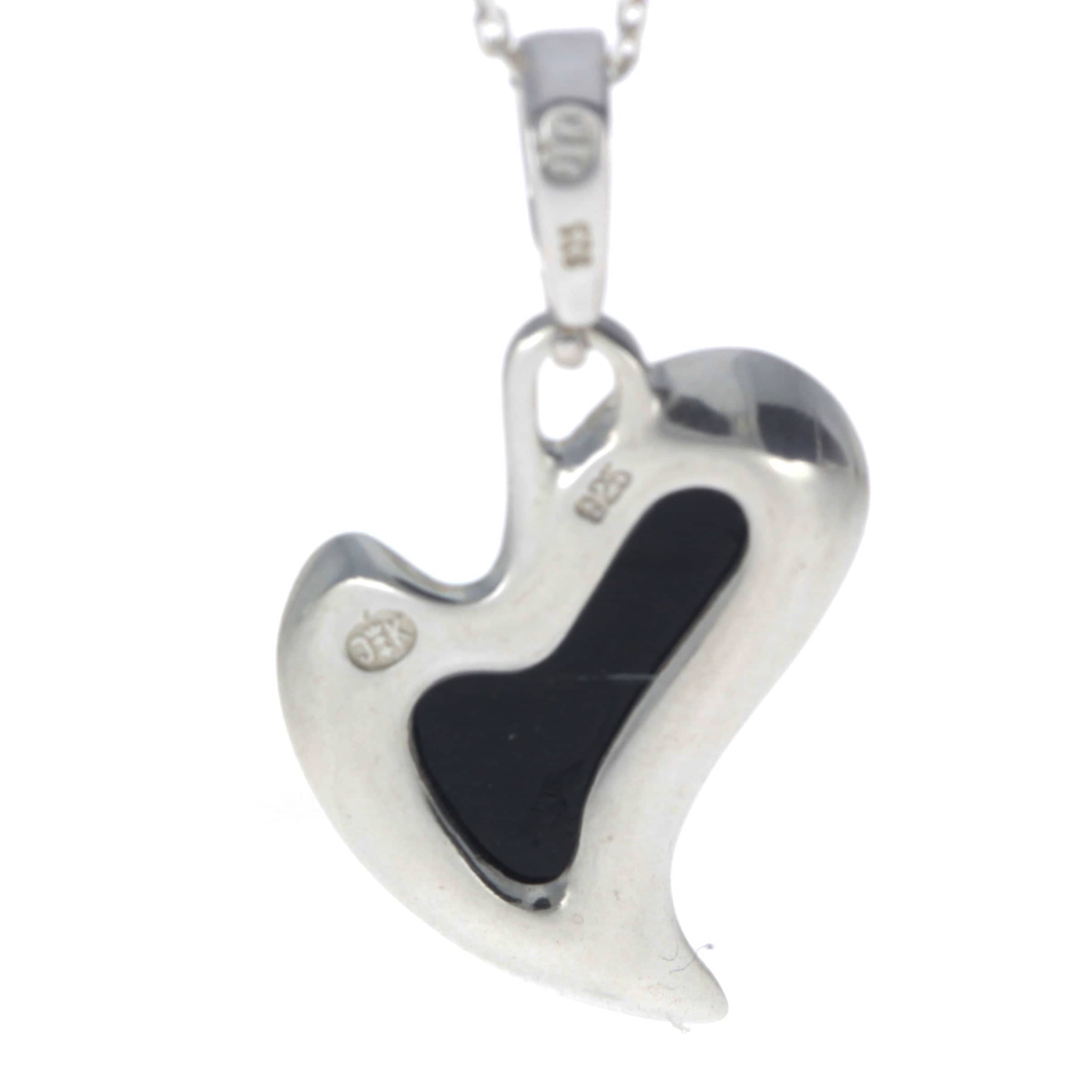 925 Sterling Silver & Baltic Amber Modern Heart Pendant - AC215