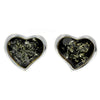 925 Sterling Silver & Baltic Amber Classic Heart Engraved Heart Studs Earrings - AC004