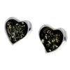 Load image into Gallery viewer, 925 Sterling Silver &amp; Baltic Amber Classic Heart Engraved Heart Studs Earrings - AC004