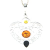 925 Sterling Silver & Baltic Amber Large Heart Pendant - M2005