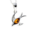 925 Sterling Silver & Baltic Amber Flying High Swallow Bird - GL396
