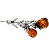 Load image into Gallery viewer, 925 Sterling Silver &amp; Baltic Amber 2 Roses Brooch - BR2