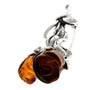 Load image into Gallery viewer, 925 Sterling Silver &amp; Baltic Amber 2 Roses Brooch - BR2