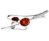925 Sterling Silver & Baltic Amber Modern Brooch - 4029