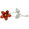 925 Sterling Silver & Baltic Amber Flower Brooch - AA801