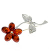 Load image into Gallery viewer, 925 Sterling Silver &amp; Baltic Amber Flower Brooch - AA801