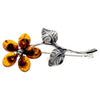 925 Sterling Silver & Baltic Amber Flower Brooch - 4015