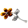 Load image into Gallery viewer, 925 Sterling Silver &amp; Baltic Amber Flower Brooch - 4015