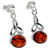 Load image into Gallery viewer, 925 Sterling Silver &amp; Baltic Amber Celtic Drop Earrings - 5425